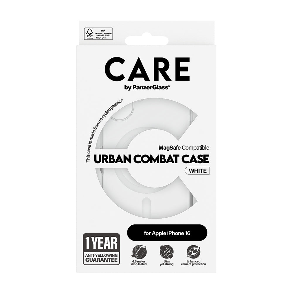 MagSafe-skal för Apple iPhone 16, PanzerGlass, Care Urban Combat, Transparent Vit