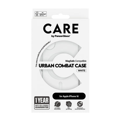 MagSafe-skal för Apple iPhone 16, PanzerGlass, Care Urban Combat, Transparent Vit