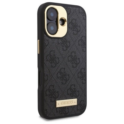 MagSafe Case for Apple iPhone 16 Plus, Guess, 4G Logo Plate, Black