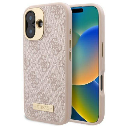 MagSafe-skal för Apple iPhone 16 Plus, Guess, 4G Logo Plate, Rosa