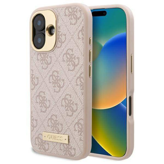 MagSafe-skal för Apple iPhone 16 Plus, Guess, 4G Logo Plate, Rosa