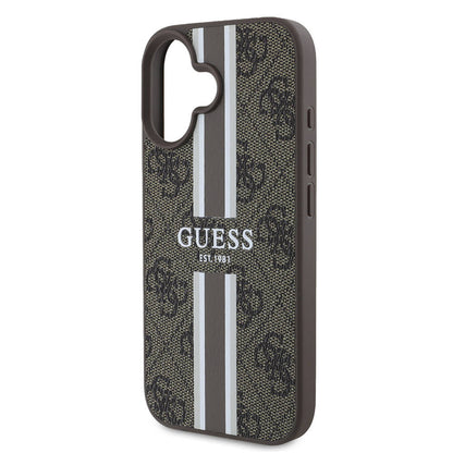 MagSafe-skal för Apple iPhone 16 Plus, Guess, 4G Printed Stripes, Brun