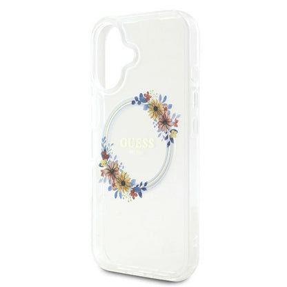 MagSafe-skal för Apple iPhone 16 Plus, Guess, IML Flowers Wreath, Transparent