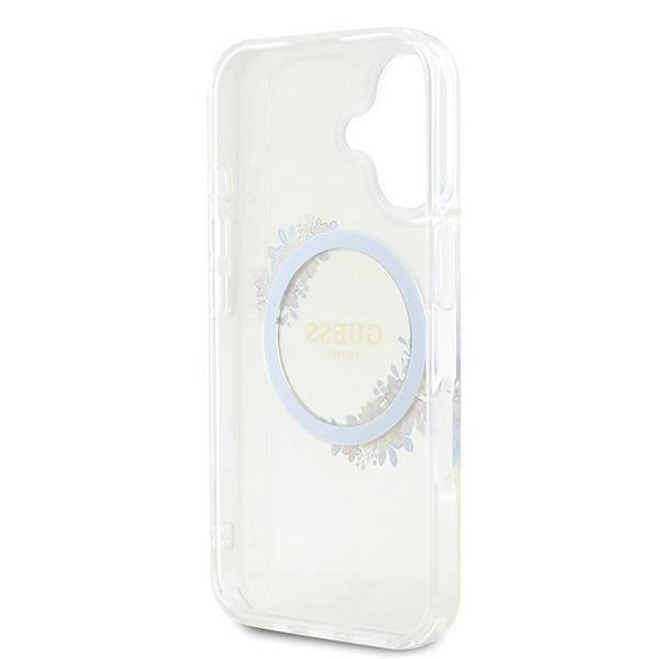 MagSafe-skal för Apple iPhone 16 Plus, Guess, IML Flowers Wreath, Transparent