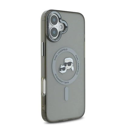 MagSafe-skal för Apple iPhone 16 Plus, Karl Lagerfeld, IML Metal Karl & Choupette's Heads, Svart