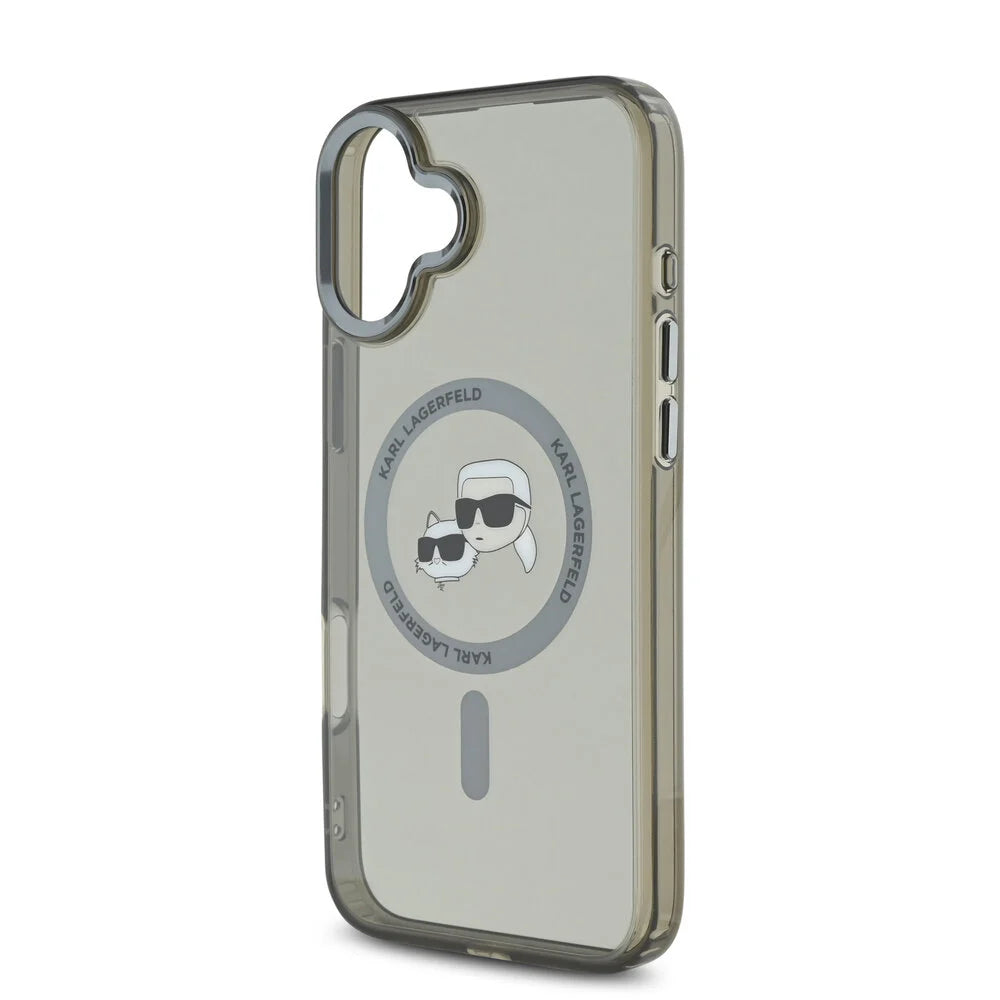 MagSafe-skal för Apple iPhone 16 Plus, Karl Lagerfeld, IML Metal Karl & Choupette's Heads, Svart