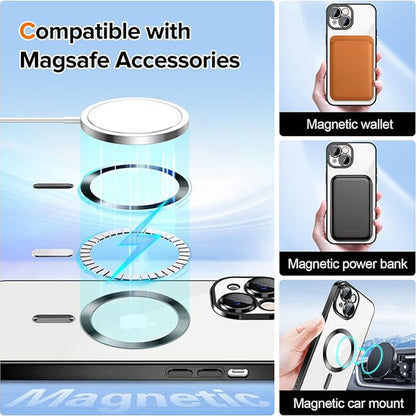 MagSafe-fodral för Apple iPhone 16 Plus, Techsuit, Luxury Crystal, Guld