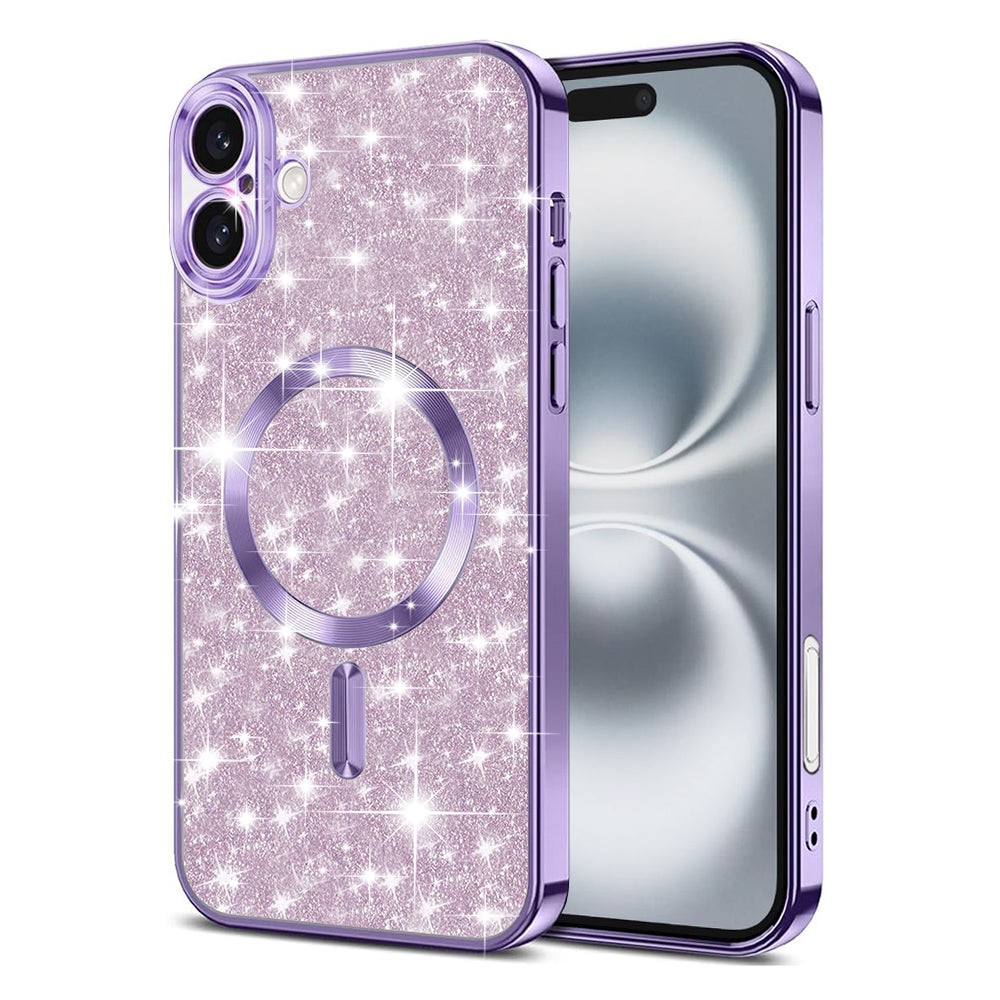 MagSafe-fodral för Apple iPhone 16 Plus, Techsuit, Luxury Glitter, Ljuslila