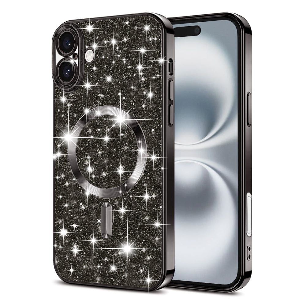 MagSafe-fodral för Apple iPhone 16 Plus, Techsuit, Luxury Glitter, Svart