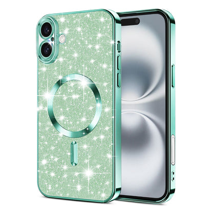 MagSafe-fodral för Apple iPhone 16 Plus, Techsuit, Luxury Glitter, Ljusgrön