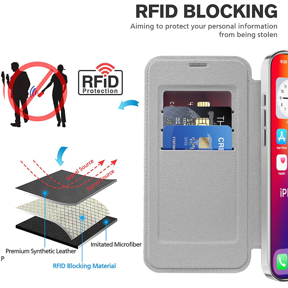MagSafe Case for Apple iPhone 16 Plus, Techsuit, SmartMag Book, Gray