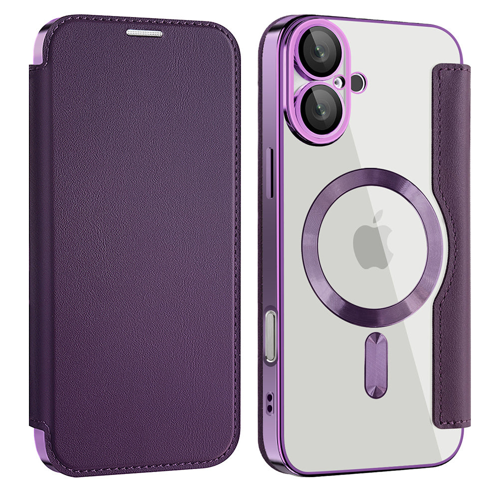 MagSafe-fodral för Apple iPhone 16 Plus, Techsuit, SmartMag Book, Lila
