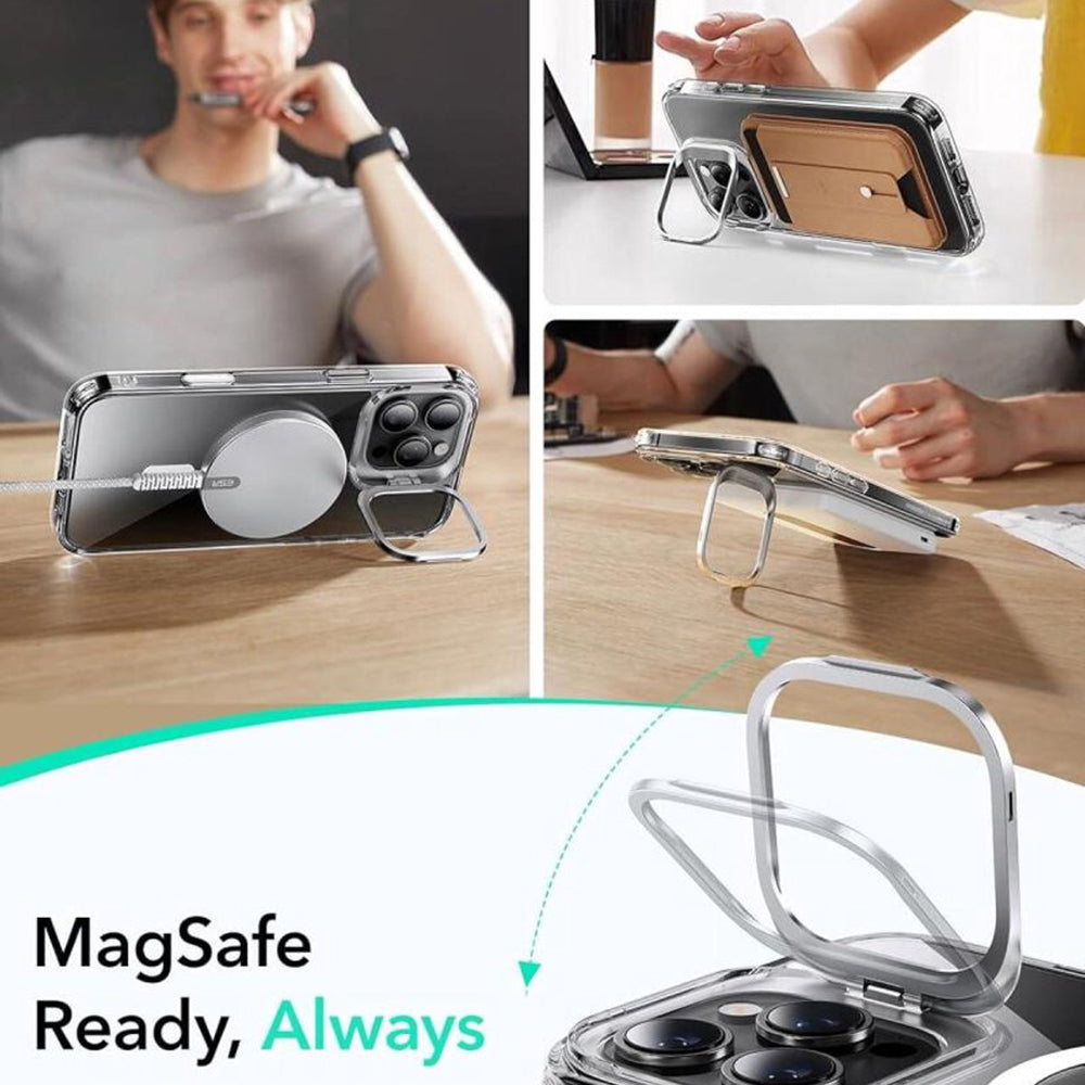 MagSafe-skal för Apple iPhone 16 Pro, ESR, Classic Hybrid Kickstand Slide, Transparent