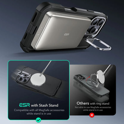 MagSafe-skal för Apple iPhone 16 Pro, ESR, Cyber Armor Kickstand, Grå