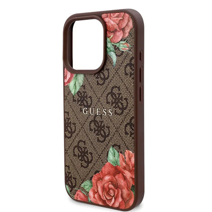 MagSafe-skal för Apple iPhone 16 Pro, Guess, 4G Flowers Print, Brun