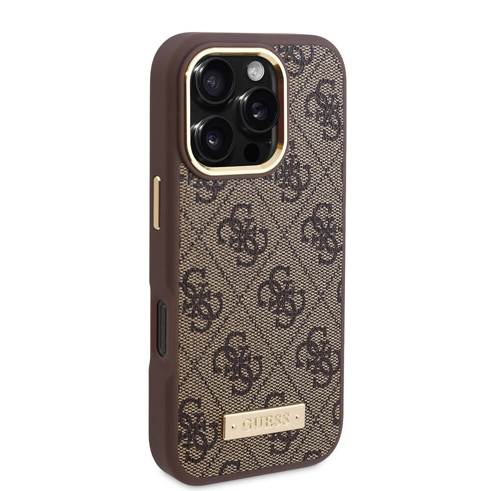 MagSafe-skal för Apple iPhone 16 Pro, Guess, 4G Logo Plate, Blå