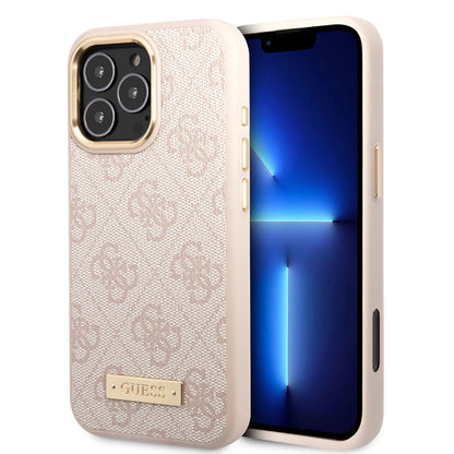 MagSafe-skal för Apple iPhone 16 Pro, Guess, 4G Logo Plate, Rosa