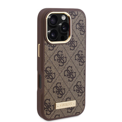 MagSafe-skal för Apple iPhone 16 Pro, Guess, 4G Logo Plate, Rosa