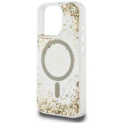 MagSafe Case for Apple iPhone 16 Pro, Guess, Resin Bottom Glitter, Gold