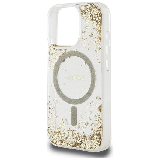 MagSafe-skal för Apple iPhone 16 Pro, Guess, Resin Bottom Glitter, Guld