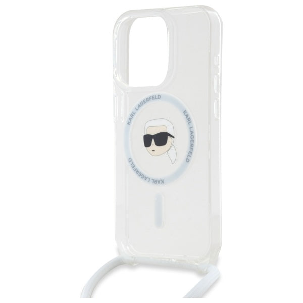 MagSafe-skal för Apple iPhone 16 Pro, Karl Lagerfeld, IML Crossbody Karl's Head, Transparent
