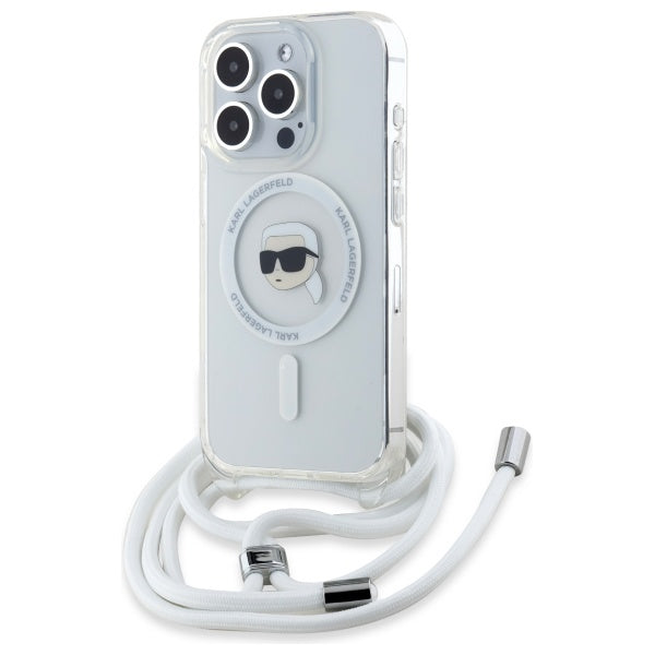 MagSafe-skal för Apple iPhone 16 Pro, Karl Lagerfeld, IML Crossbody Karl's Head, Transparent
