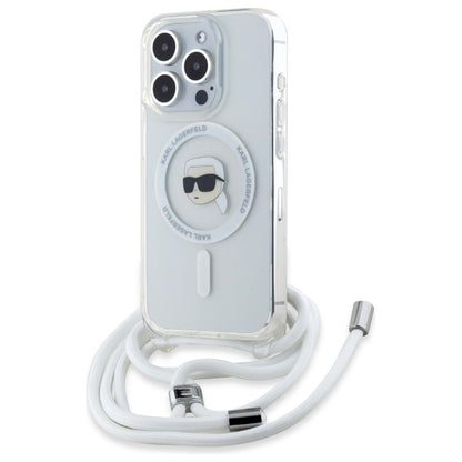 MagSafe-skal för Apple iPhone 16 Pro, Karl Lagerfeld, IML Crossbody Karl's Head, Transparent