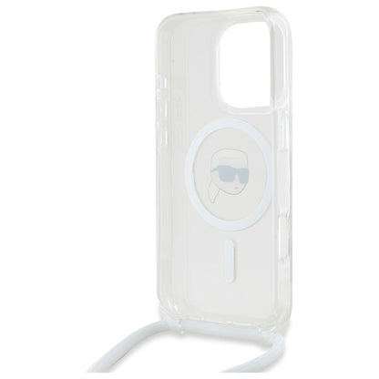 MagSafe-skal för Apple iPhone 16 Pro, Karl Lagerfeld, IML Crossbody Karl's Head, Transparent