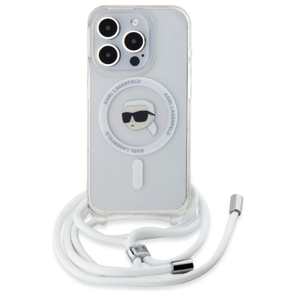 MagSafe-skal för Apple iPhone 16 Pro, Karl Lagerfeld, IML Crossbody Karl's Head, Transparent