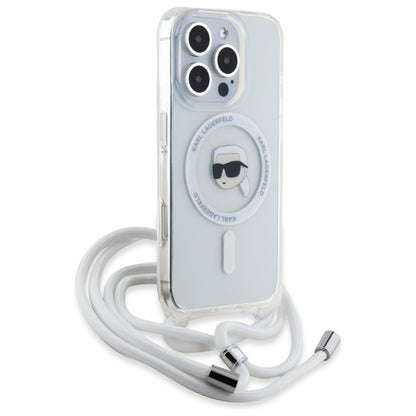 MagSafe-skal för Apple iPhone 16 Pro, Karl Lagerfeld, IML Crossbody Karl's Head, Transparent