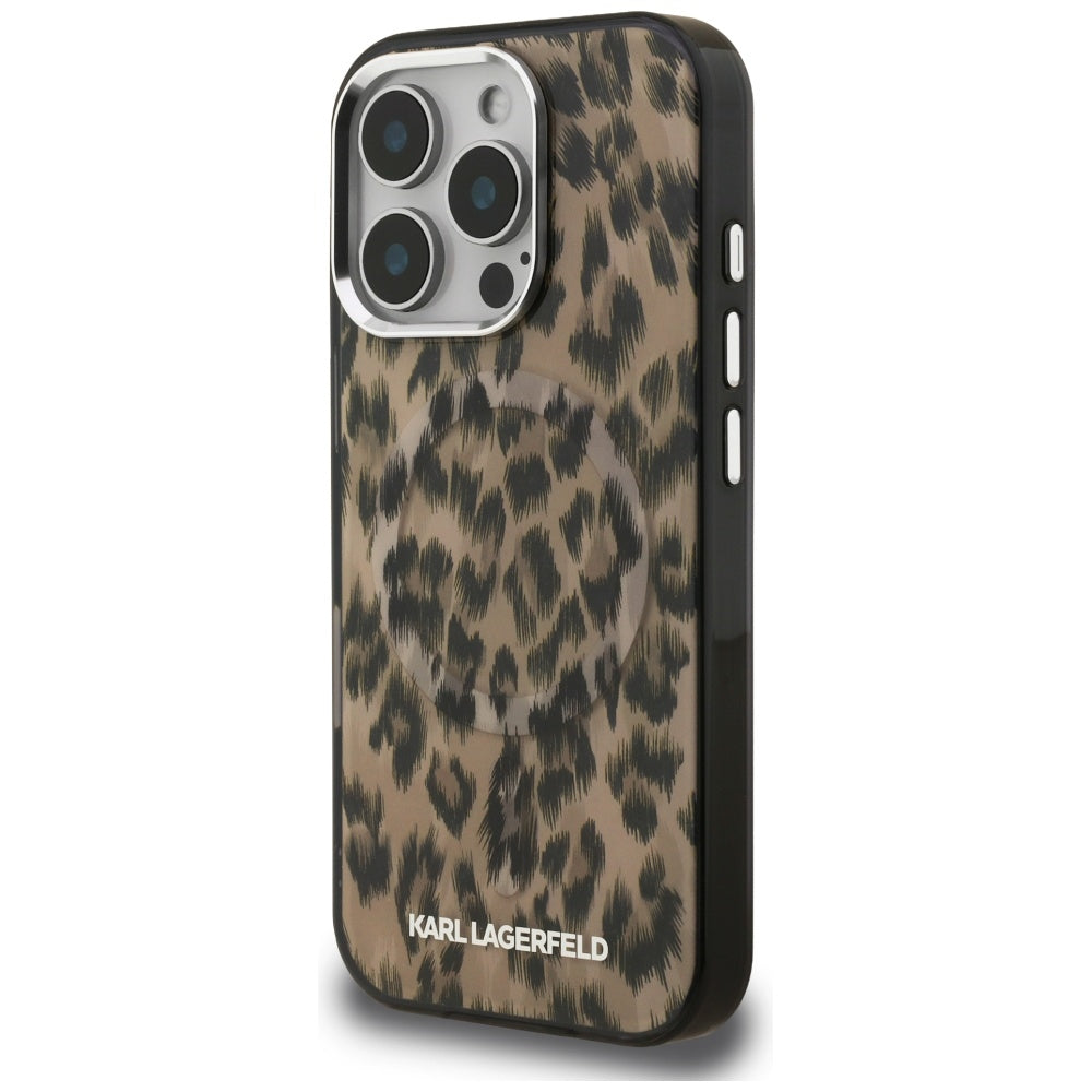 MagSafe-skal för Apple iPhone 16 Pro, Karl Lagerfeld, IML Leopardmönster, Brun