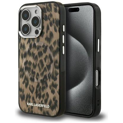 MagSafe-skal för Apple iPhone 16 Pro, Karl Lagerfeld, IML Leopardmönster, Brun