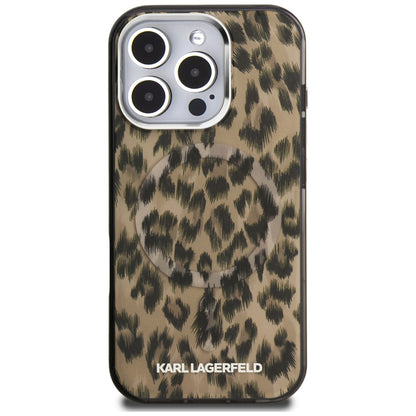 MagSafe-skal för Apple iPhone 16 Pro, Karl Lagerfeld, IML Leopardmönster, Brun