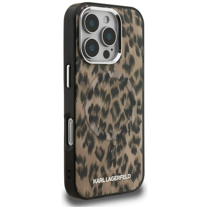 MagSafe-skal för Apple iPhone 16 Pro, Karl Lagerfeld, IML Leopardmönster, Brun
