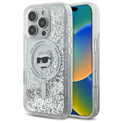 MagSafe-skal för Apple iPhone 16 Pro, Karl Lagerfeld, Liquid Glitter Choupette's Head, Transparent