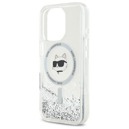 MagSafe-skal för Apple iPhone 16 Pro, Karl Lagerfeld, Liquid Glitter Choupette's Head, Transparent