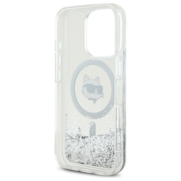 MagSafe-skal för Apple iPhone 16 Pro, Karl Lagerfeld, Liquid Glitter Choupette's Head, Transparent