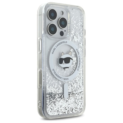 MagSafe-skal för Apple iPhone 16 Pro, Karl Lagerfeld, Liquid Glitter Choupette's Head, Transparent