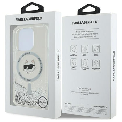MagSafe-skal för Apple iPhone 16 Pro, Karl Lagerfeld, Liquid Glitter Choupette's Head, Transparent