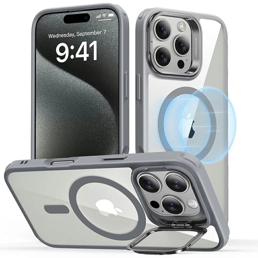 MagSafe-skal för Apple iPhone 16 Pro Max, ESR, Classic Hybrid Kickstand, Transparent Grå