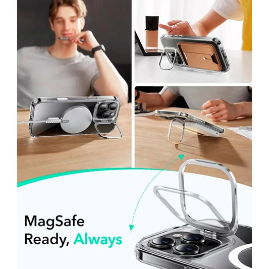 MagSafe-skal för Apple iPhone 16 Pro Max, ESR, Classic Hybrid Kickstand Slide, Transparent