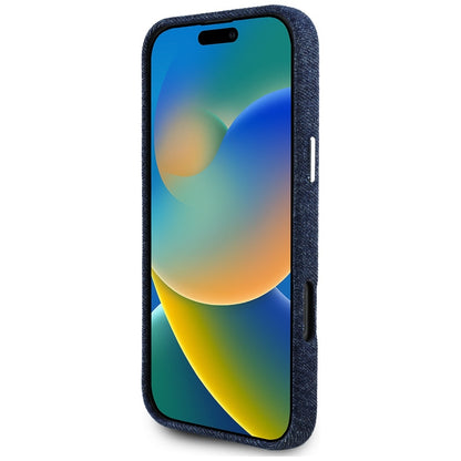 MagSafe-fodral för Apple iPhone 16 Pro Max, Guess, Denim Triangle Logo, Blå