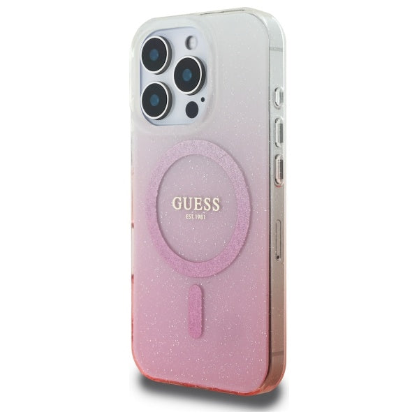 MagSafe Case for Apple iPhone 16 Pro Max, Guess, IML Glitter Gradient, Pink
