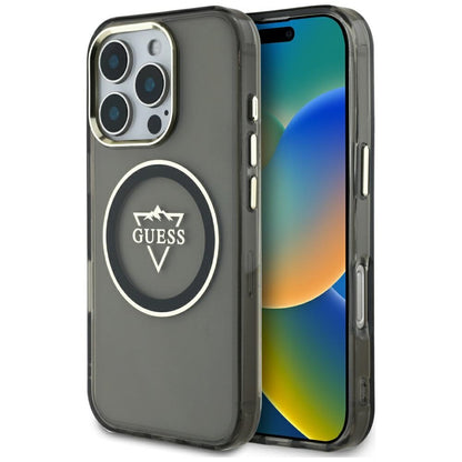 MagSafe-skal för Apple iPhone 16 Pro Max, Guess, IML Metal Mountain Logo, Svart