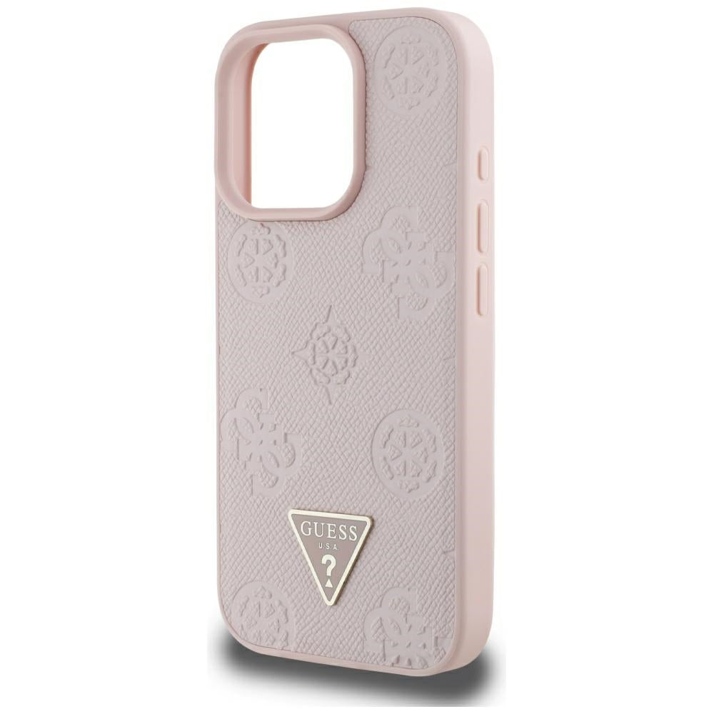 MagSafe-skal för Apple iPhone 16 Pro Max, Guess, Peony Grained Hot Stamp Triangle, Rosa