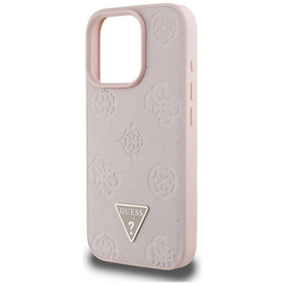 MagSafe-skal för Apple iPhone 16 Pro Max, Guess, Peony Grained Hot Stamp Triangle, Rosa
