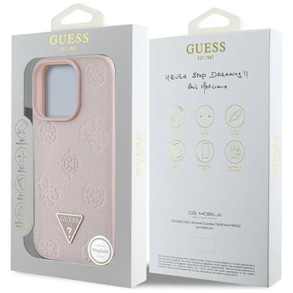 MagSafe-skal för Apple iPhone 16 Pro Max, Guess, Peony Grained Hot Stamp Triangle, Rosa