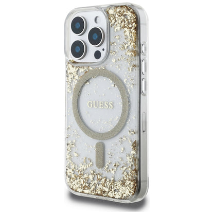 MagSafe-skal för Apple iPhone 16 Pro Max, Guess, Resin Bottom Glitter, Guld