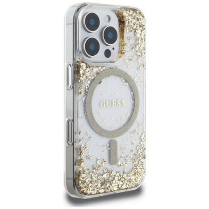 MagSafe-skal för Apple iPhone 16 Pro Max, Guess, Resin Bottom Glitter, Guld