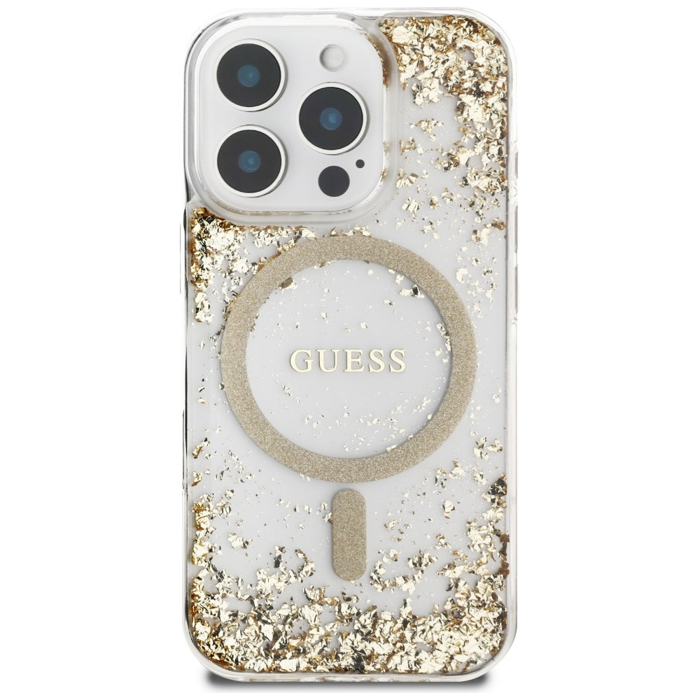 MagSafe-skal för Apple iPhone 16 Pro Max, Guess, Resin Bottom Glitter, Guld